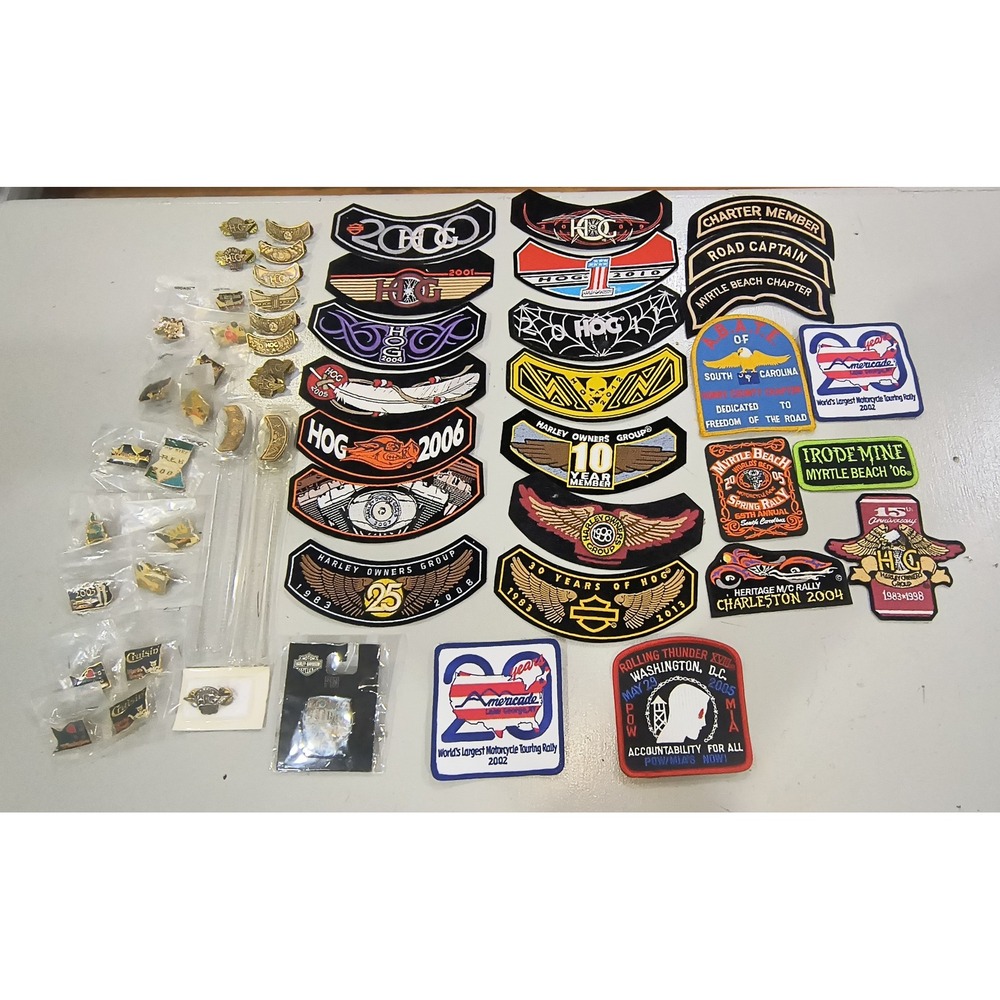 Harley Owners Group HOG Membership Patch & Pin Lot 55 Vintage Rallies Rockers